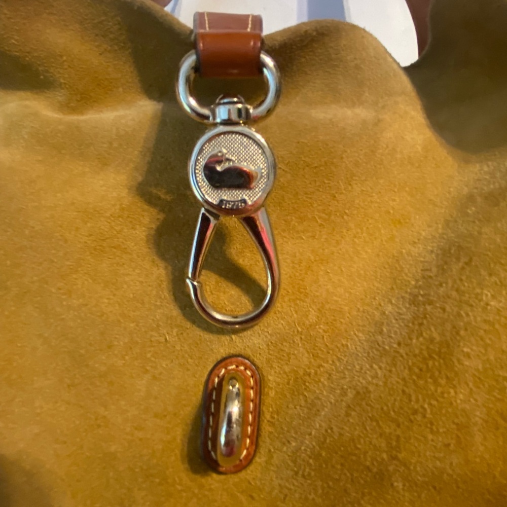 Dooney & Bourke Tan Suede Hobo Shoulder Bag. - Picture 4 of 12
